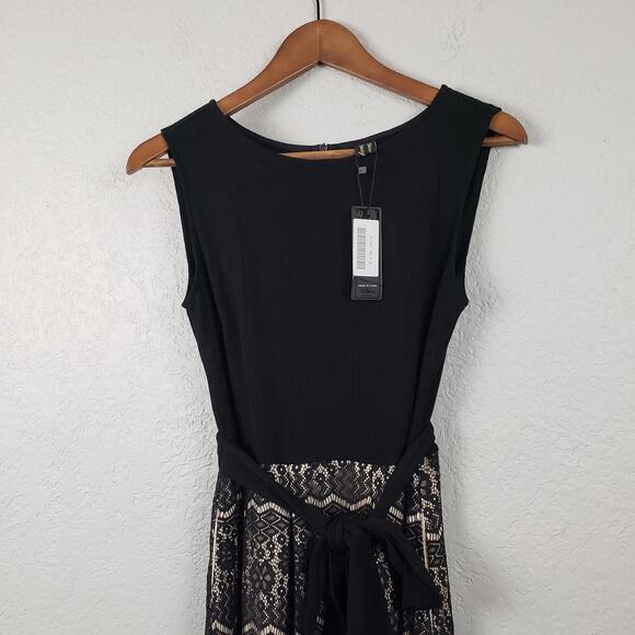 NEW! VFShow Lace Midi Dress Sleeveless Lace Midi Date Party Black Tie Waist - S - Picture 2 of 11